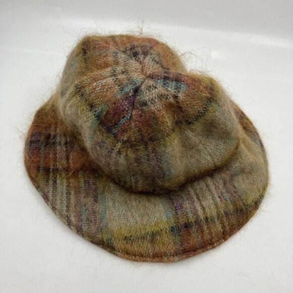 Vintage Rannoch Designs Mohair  Wool Neutral Plaid Hat - Picture 2 of 10